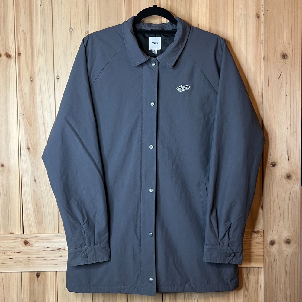 Vans Off The Wall Coach Jacket Men's‎ M Gray Snap Front Windbreaker Skate Street